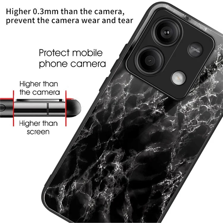 For Xiaomi Redmi Note 13 5G Cell Phone Case Pattern Printing Tempered Glass Anti-shock Cover