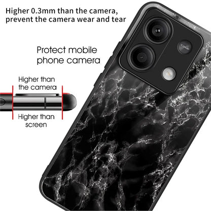 For Xiaomi Redmi Note 13 5G Cell Phone Case Pattern Printing Tempered Glass Anti-shock Cover