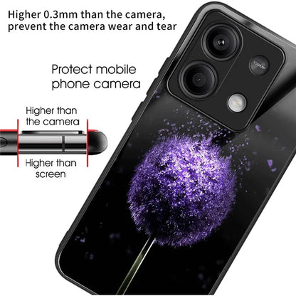 For Xiaomi Redmi Note 13 5G Cell Phone Case Pattern Printing Tempered Glass Anti-shock Cover