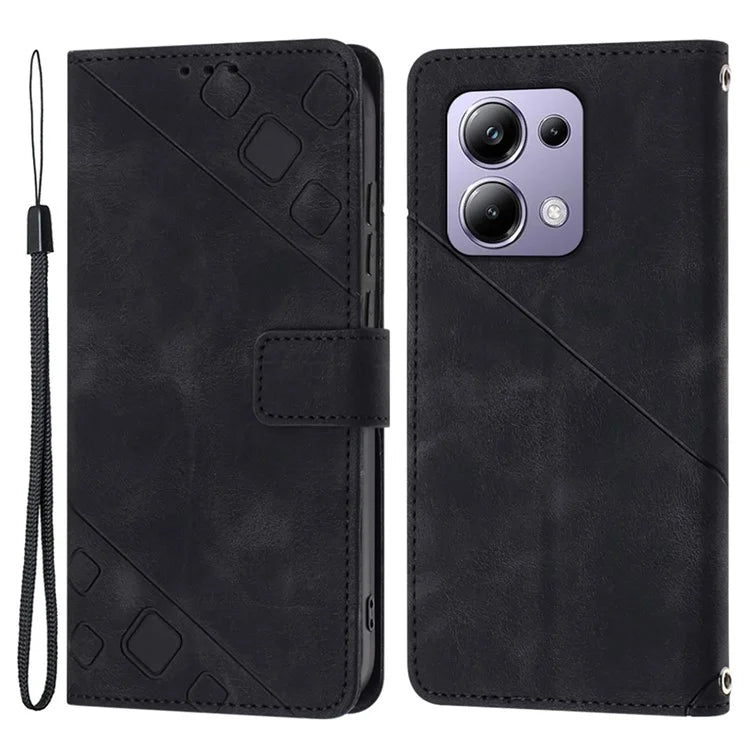 PT005 YB Imprinting Series-6 For Xiaomi Redmi Note 13 Pro 4G / Poco M6 Pro 4G Leather Phone Wallet Case