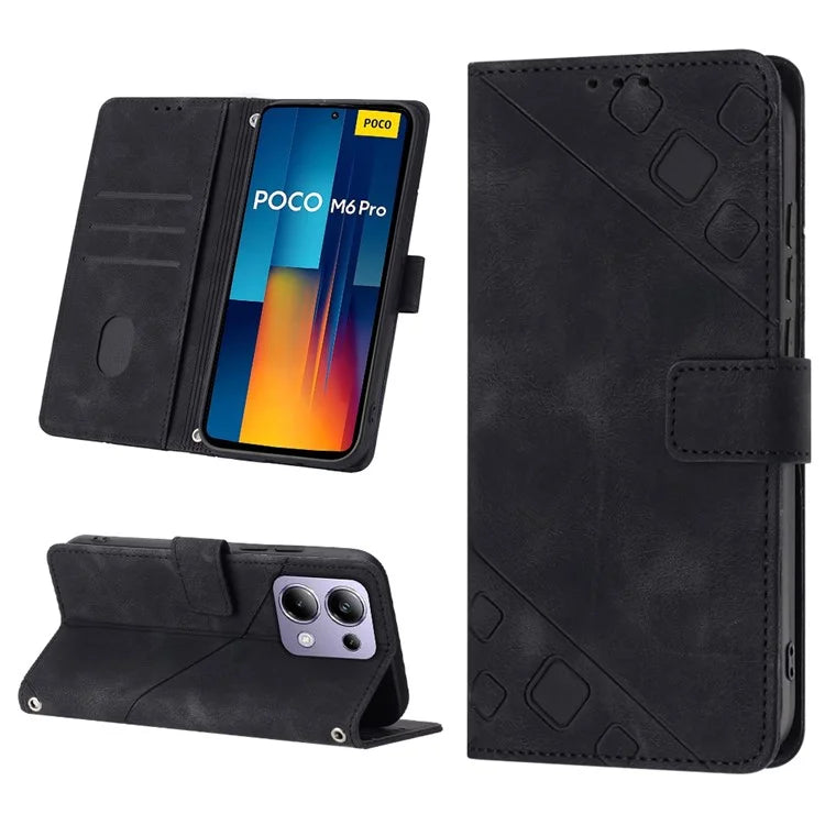PT005 YB Imprinting Series-6 For Xiaomi Redmi Note 13 Pro 4G / Poco M6 Pro 4G Leather Phone Wallet Case