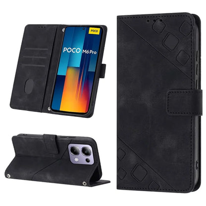 PT005 YB Imprinting Series-6 For Xiaomi Redmi Note 13 Pro 4G / Poco M6 Pro 4G Leather Phone Wallet Case