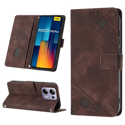 PT005 YB Imprinting Series-6 For Xiaomi Redmi Note 13 Pro 4G / Poco M6 Pro 4G Leather Phone Wallet Case