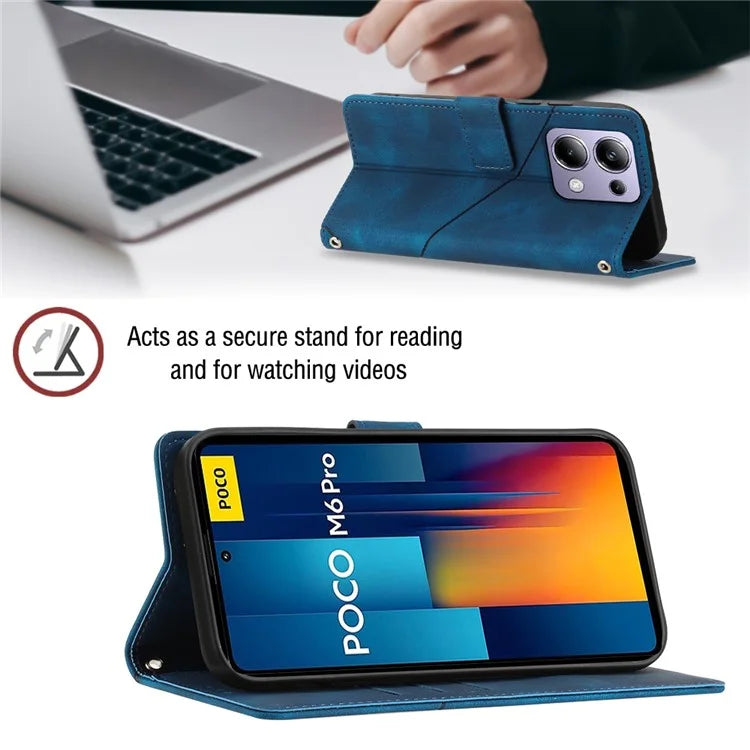 PT005 YB Imprinting Series-6 For Xiaomi Redmi Note 13 Pro 4G / Poco M6 Pro 4G Leather Phone Wallet Case