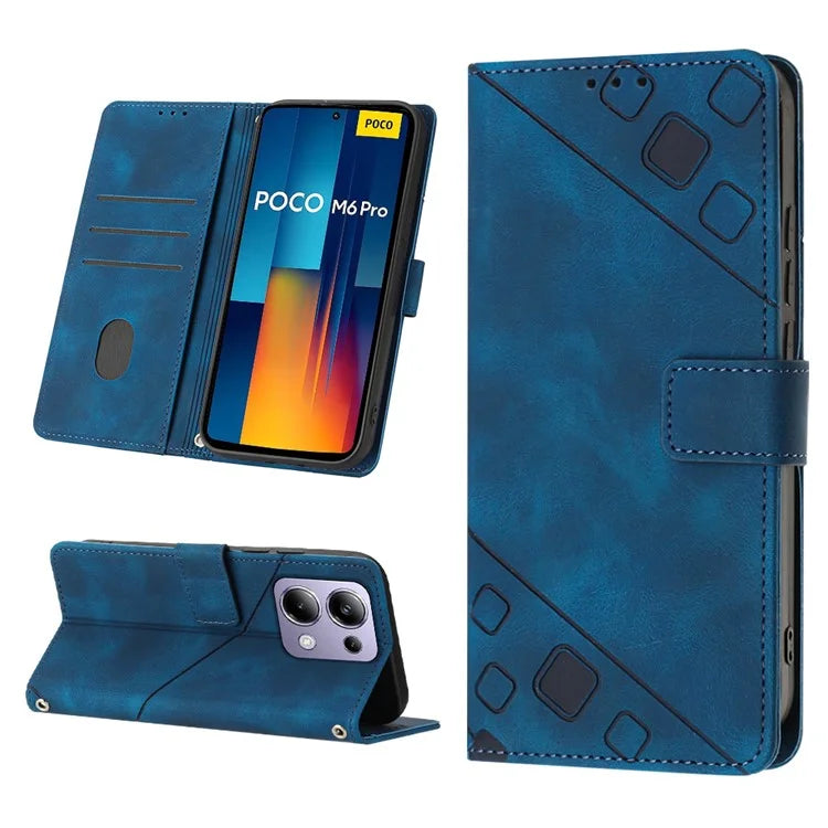 PT005 YB Imprinting Series-6 For Xiaomi Redmi Note 13 Pro 4G / Poco M6 Pro 4G Leather Phone Wallet Case