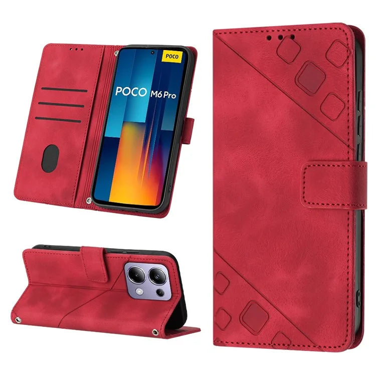 PT005 YB Imprinting Series-6 For Xiaomi Redmi Note 13 Pro 4G / Poco M6 Pro 4G Leather Phone Wallet Case