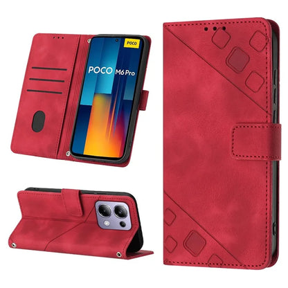 PT005 YB Imprinting Series-6 For Xiaomi Redmi Note 13 Pro 4G / Poco M6 Pro 4G Leather Phone Wallet Case