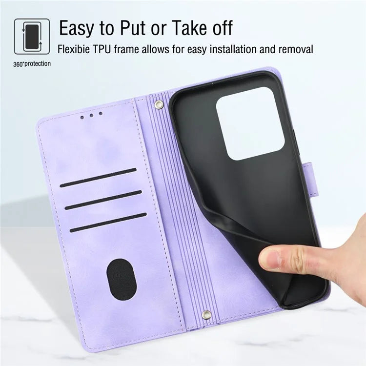 PT005 YB Imprinting Series-6 For Xiaomi Redmi Note 13 Pro 4G / Poco M6 Pro 4G Leather Phone Wallet Case