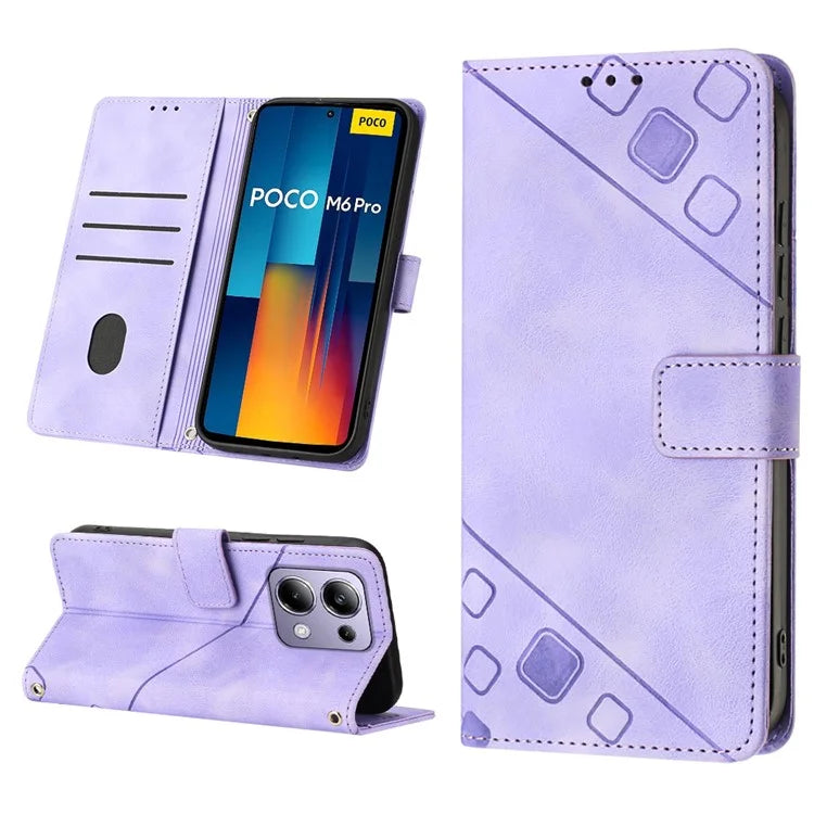 PT005 YB Imprinting Series-6 For Xiaomi Redmi Note 13 Pro 4G / Poco M6 Pro 4G Leather Phone Wallet Case