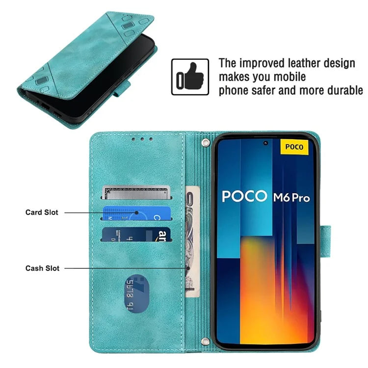 PT005 YB Imprinting Series-6 For Xiaomi Redmi Note 13 Pro 4G / Poco M6 Pro 4G Leather Phone Wallet Case