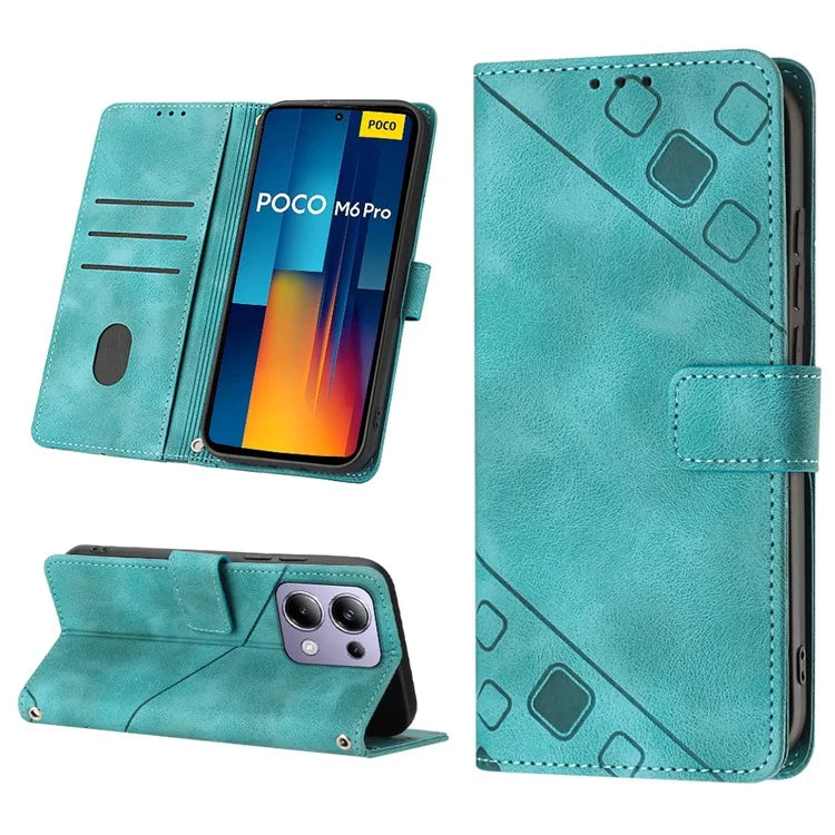 PT005 YB Imprinting Series-6 For Xiaomi Redmi Note 13 Pro 4G / Poco M6 Pro 4G Leather Phone Wallet Case