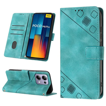 PT005 YB Imprinting Series-6 For Xiaomi Redmi Note 13 Pro 4G / Poco M6 Pro 4G Leather Phone Wallet Case