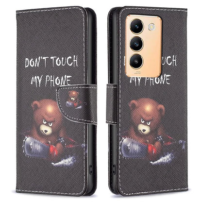 For vivo Y200e 5G Case Pattern Printing Flip Stand Phone Cover with Magnetic Clasp