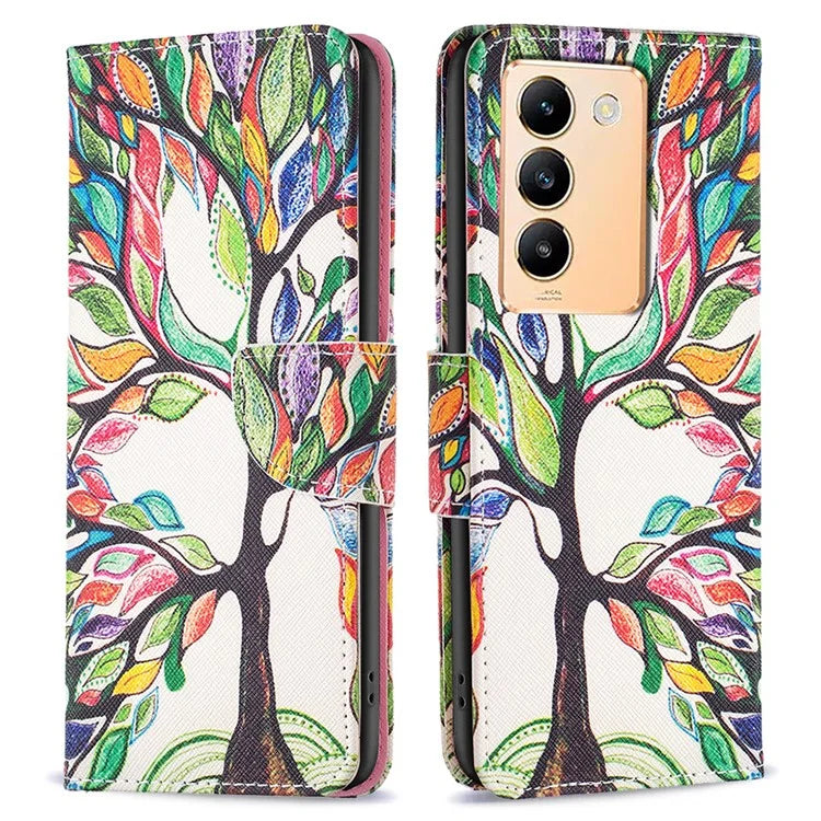 For vivo Y200e 5G Case Pattern Printing Flip Stand Phone Cover with Magnetic Clasp