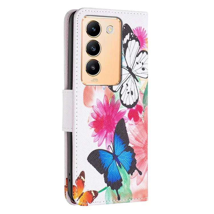 For vivo Y200e 5G Case Pattern Printing Flip Stand Phone Cover with Magnetic Clasp