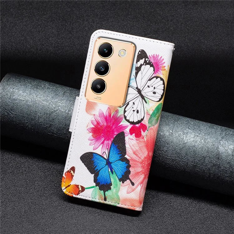 For vivo Y200e 5G Case Pattern Printing Flip Stand Phone Cover with Magnetic Clasp