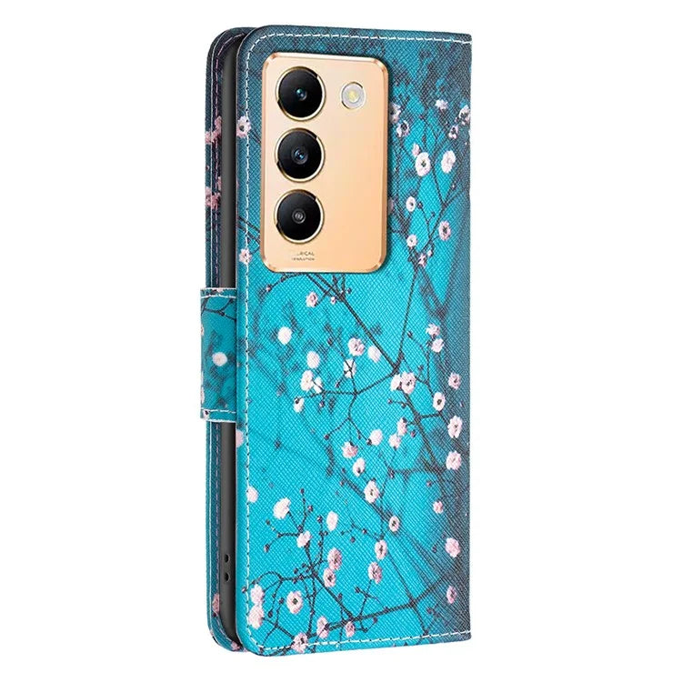 For vivo Y200e 5G Case Pattern Printing Flip Stand Phone Cover with Magnetic Clasp