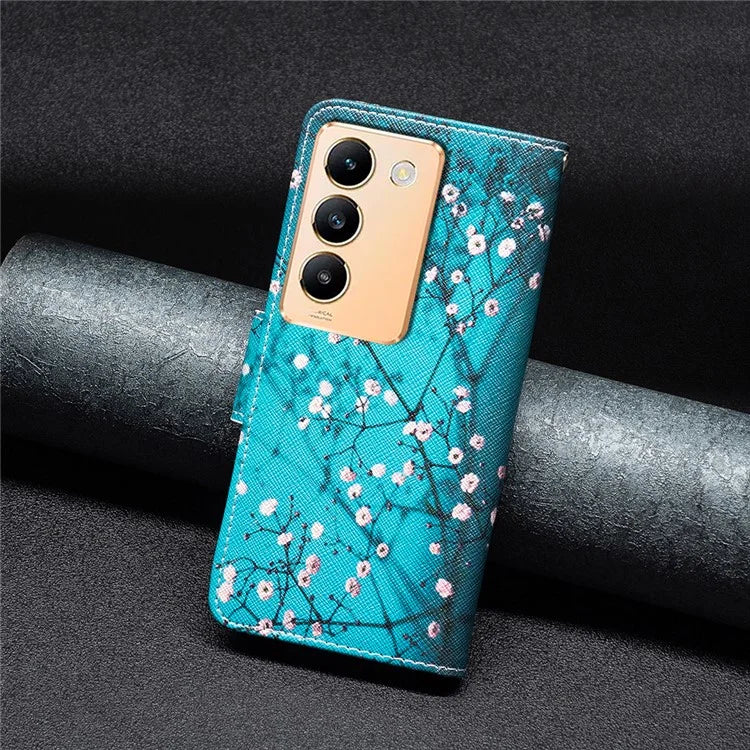 For vivo Y200e 5G Case Pattern Printing Flip Stand Phone Cover with Magnetic Clasp