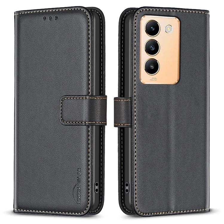 BINFEN COLOR BF17 For vivo Y200e 5G Wallet Case Magnetic Closing Card Slots Phone Cover