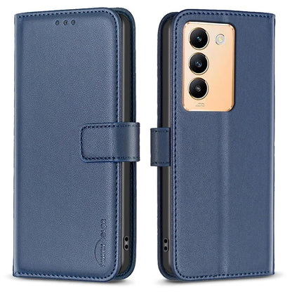 BINFEN COLOR BF17 For vivo Y200e 5G Wallet Case Magnetic Closing Card Slots Phone Cover