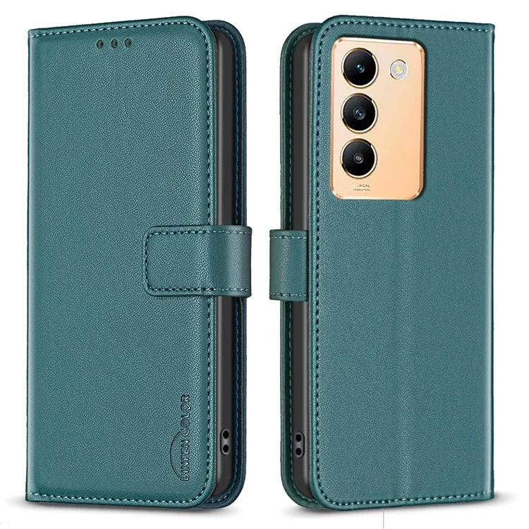 BINFEN COLOR BF17 For vivo Y200e 5G Wallet Case Magnetic Closing Card Slots Phone Cover