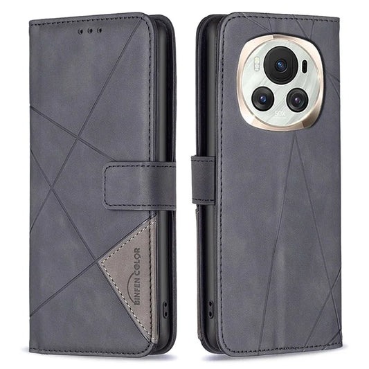BINFEN COLOR BF05 For Honor Magic6 5G Magnetic Phone Case Leather Geometric Cover