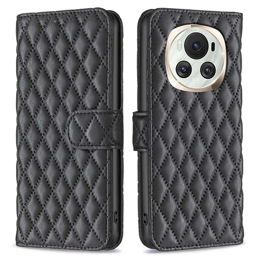 BINFEN COLOR BF Style-14 For Honor Magic6 5G Case Foldable Stand  Rhombus Grid Phone Cover