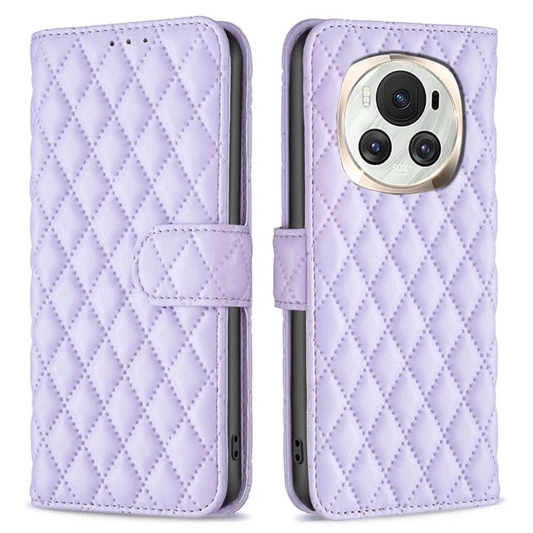 BINFEN COLOR BF Style-14 For Honor Magic6 5G Case Foldable Stand  Rhombus Grid Phone Cover