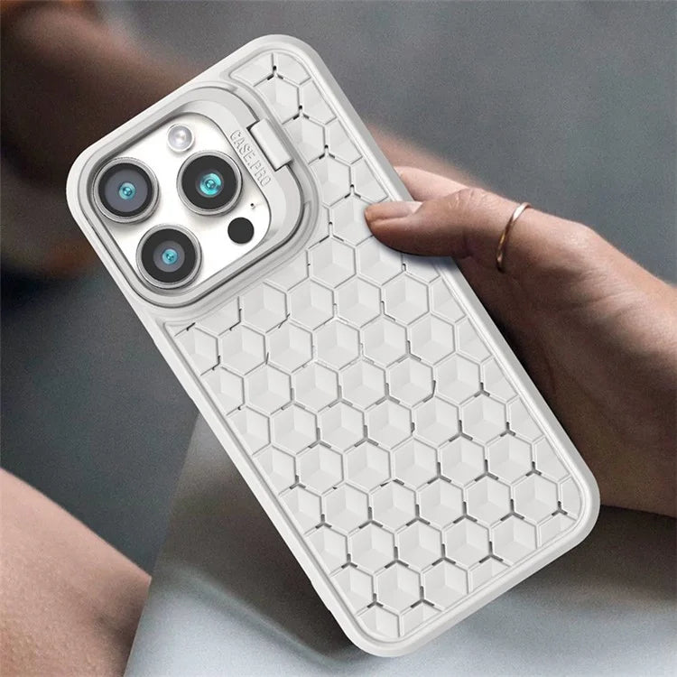 For iPhone 15 Pro Max Magnetic Case Heat Dissipation TPU Cover with Lens Frame Kickstand