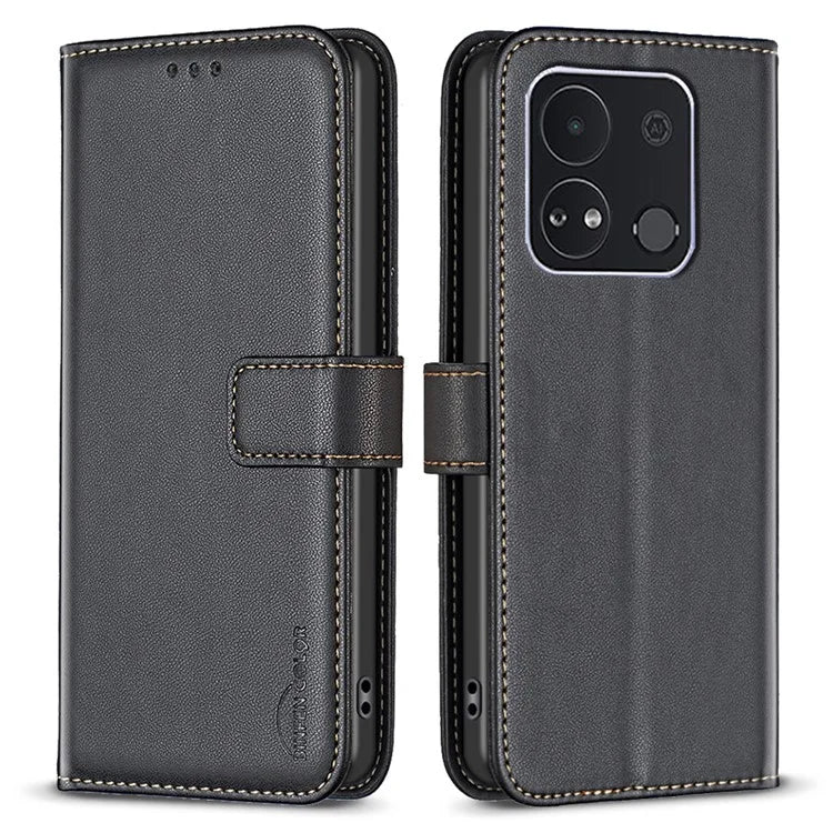 BINFEN COLOR BF17 For Transsion itel A04 Leather Case Stand Magnetic Closure Folio Flip Phone Cover