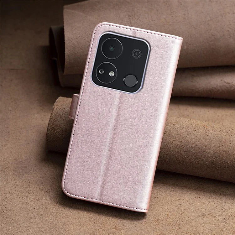 BINFEN COLOR BF17 For Transsion itel A04 Leather Case Stand Magnetic Closure Folio Flip Phone Cover