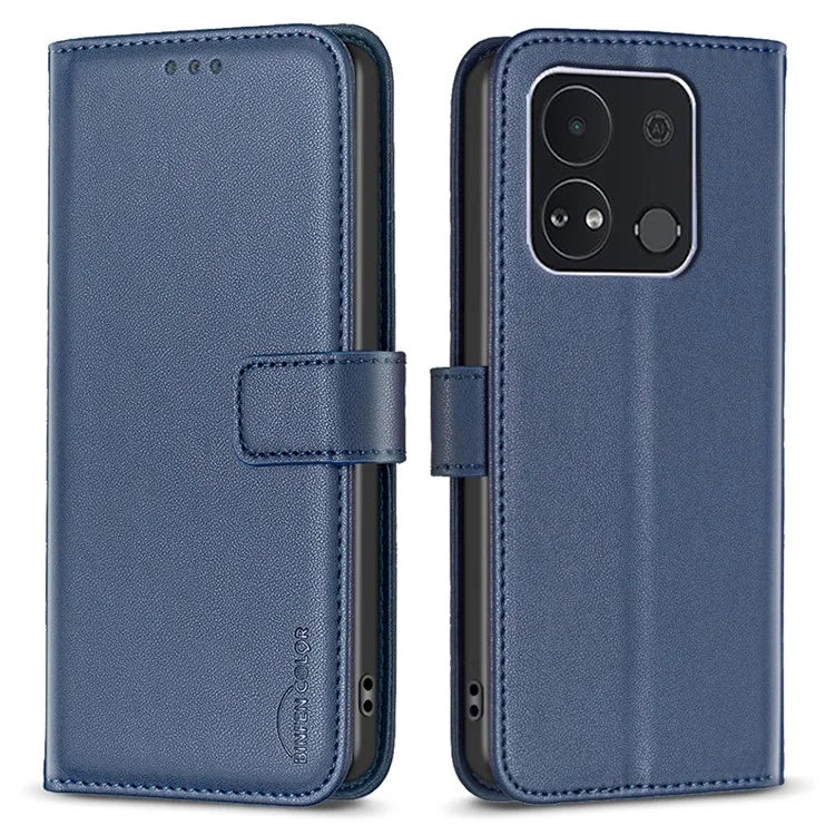 BINFEN COLOR BF17 For Transsion itel A04 Leather Case Stand Magnetic Closure Folio Flip Phone Cover