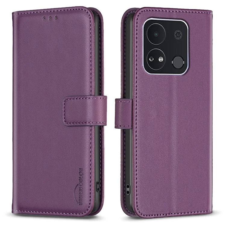 BINFEN COLOR BF17 For Transsion itel A04 Leather Case Stand Magnetic Closure Folio Flip Phone Cover