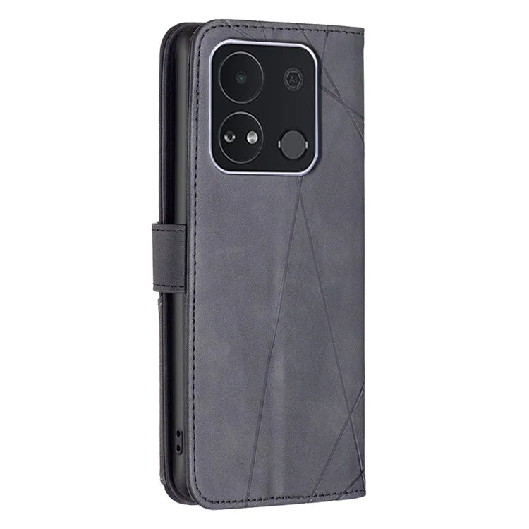 BINFEN COLOR BF05 For Transsion itel A04 Case Geometric Leather Wallet Phone Cover