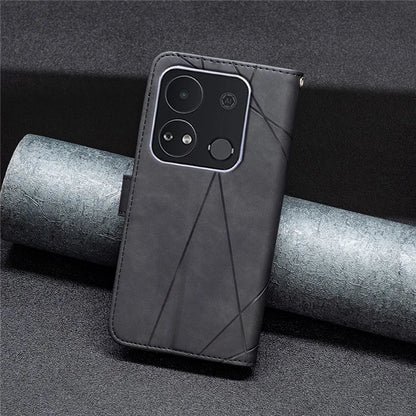 BINFEN COLOR BF05 For Transsion itel A04 Case Geometric Leather Wallet Phone Cover