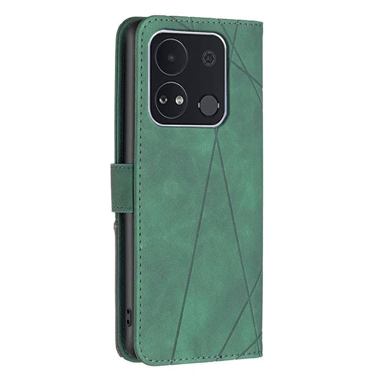 BINFEN COLOR BF05 For Transsion itel A04 Case Geometric Leather Wallet Phone Cover