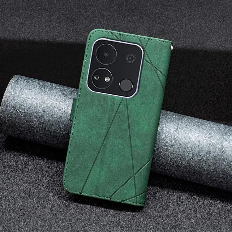 BINFEN COLOR BF05 For Transsion itel A04 Case Geometric Leather Wallet Phone Cover