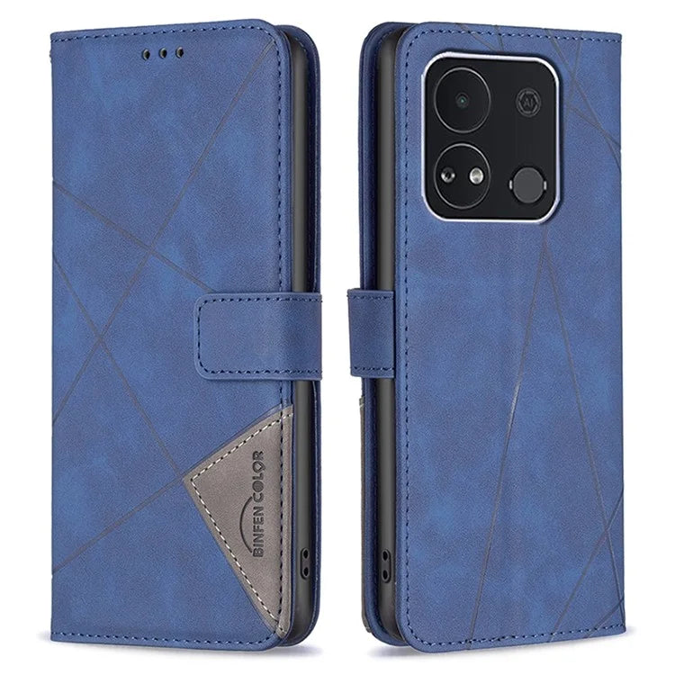 BINFEN COLOR BF05 For Transsion itel A04 Case Geometric Leather Wallet Phone Cover