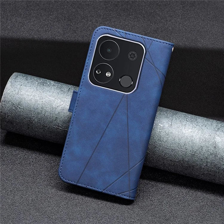 BINFEN COLOR BF05 For Transsion itel A04 Case Geometric Leather Wallet Phone Cover