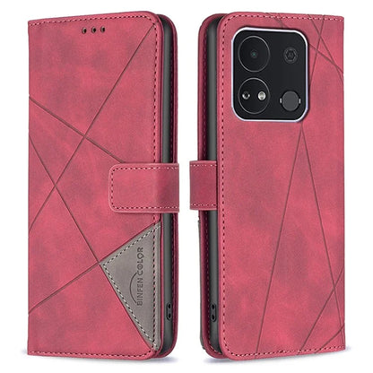 BINFEN COLOR BF05 For Transsion itel A04 Case Geometric Leather Wallet Phone Cover