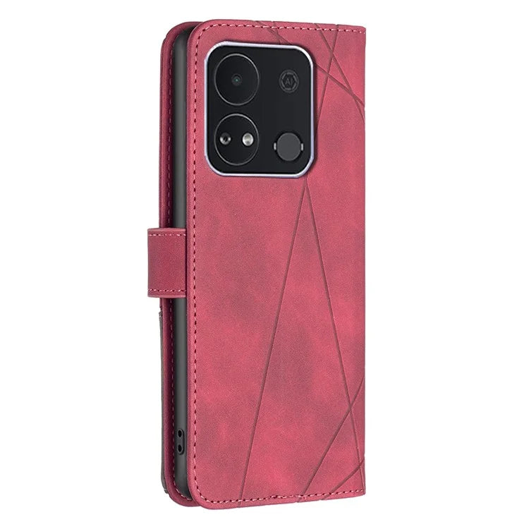 BINFEN COLOR BF05 For Transsion itel A04 Case Geometric Leather Wallet Phone Cover