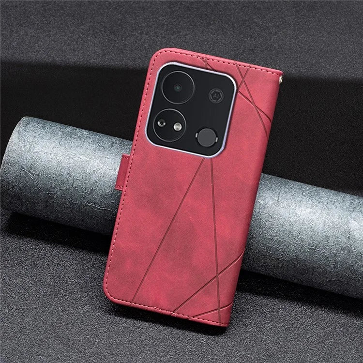 BINFEN COLOR BF05 For Transsion itel A04 Case Geometric Leather Wallet Phone Cover