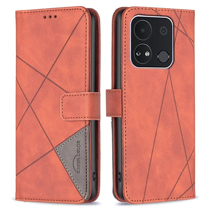 BINFEN COLOR BF05 For Transsion itel A04 Case Geometric Leather Wallet Phone Cover