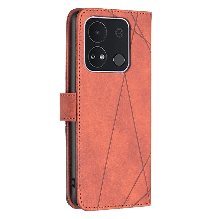 BINFEN COLOR BF05 For Transsion itel A04 Case Geometric Leather Wallet Phone Cover