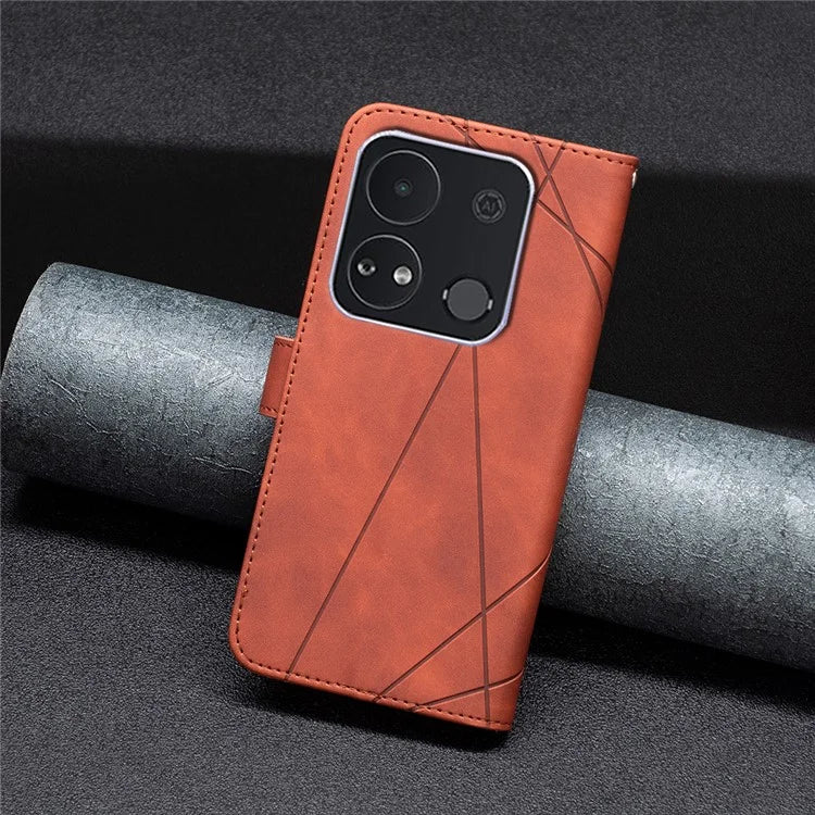 BINFEN COLOR BF05 For Transsion itel A04 Case Geometric Leather Wallet Phone Cover