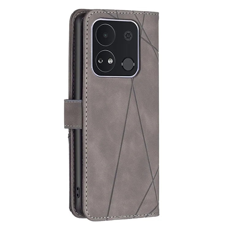 BINFEN COLOR BF05 For Transsion itel A04 Case Geometric Leather Wallet Phone Cover
