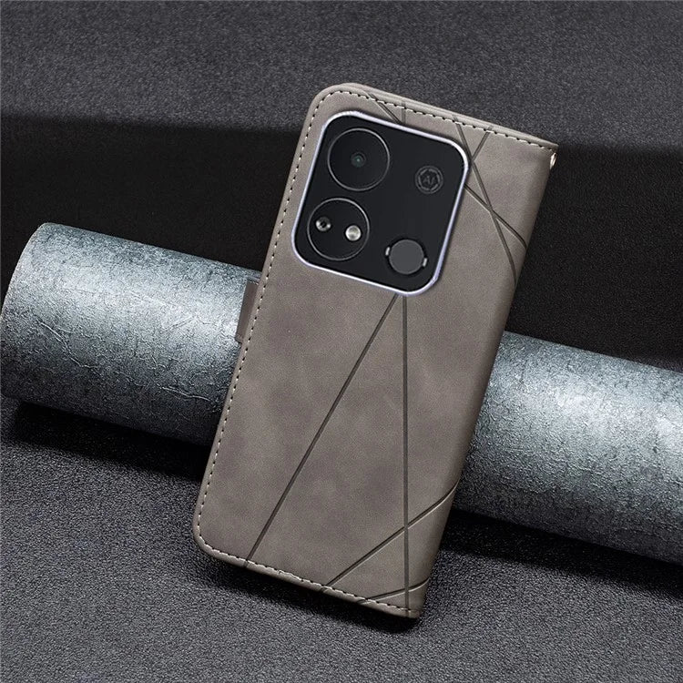 BINFEN COLOR BF05 For Transsion itel A04 Case Geometric Leather Wallet Phone Cover