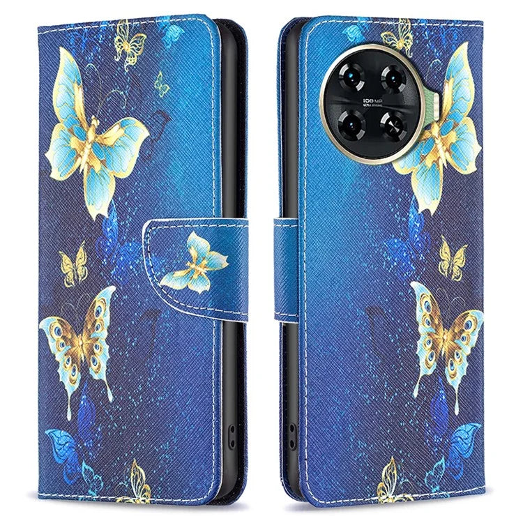 For Transsion Tecno Spark 20 Pro+ Case Pattern Printing Foldable Stand Phone Cover