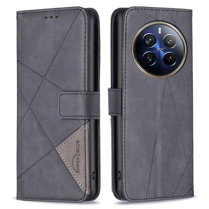BINFEN COLOR BF05 For Realme 12 Pro 5G / 12 Pro+ 5G Wallet Phone Case Geometric Leather Flip Cover