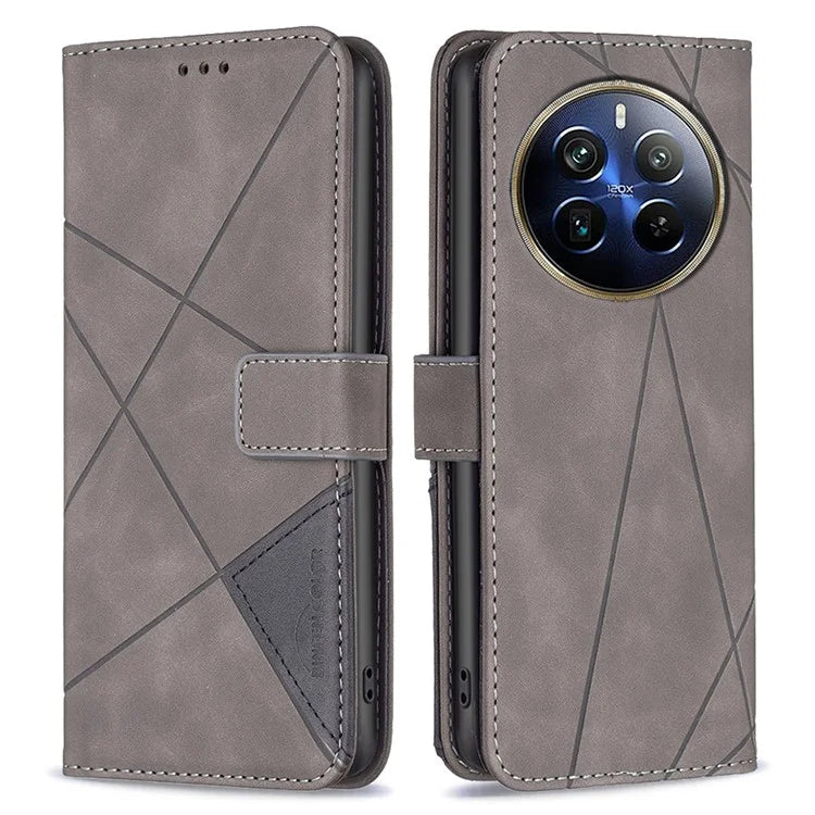 BINFEN COLOR BF05 For Realme 12 Pro 5G / 12 Pro+ 5G Wallet Phone Case Geometric Leather Flip Cover